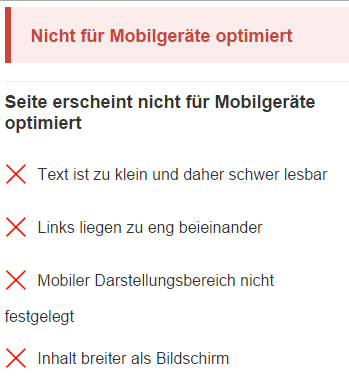 Nicht für Mobilgeräte optimierte Seite