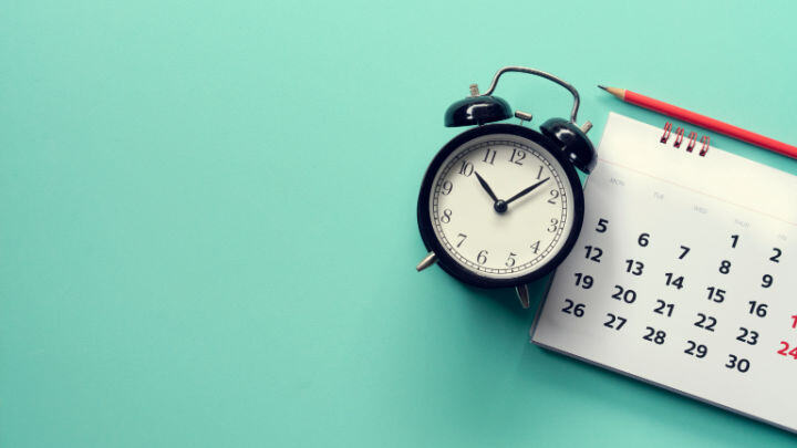 clock and calendar green background