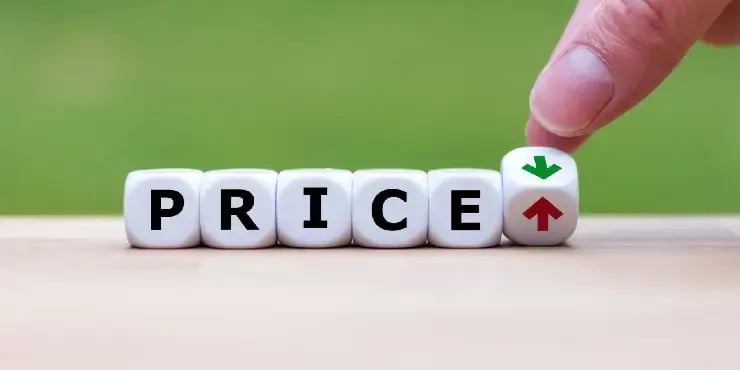 pricing spelled in blocks