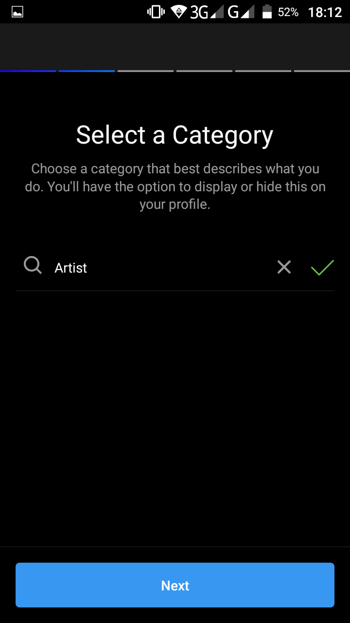 creating an Instagram business account step 2