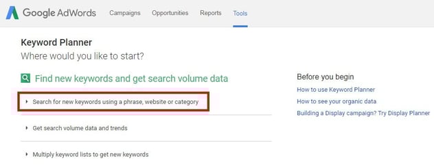 keyword planner