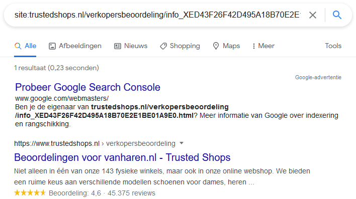 De zoekresultaten met beoordelingen voor vanharen.nl met een beoordeling van 4,6 sterren met 45.375 reviews